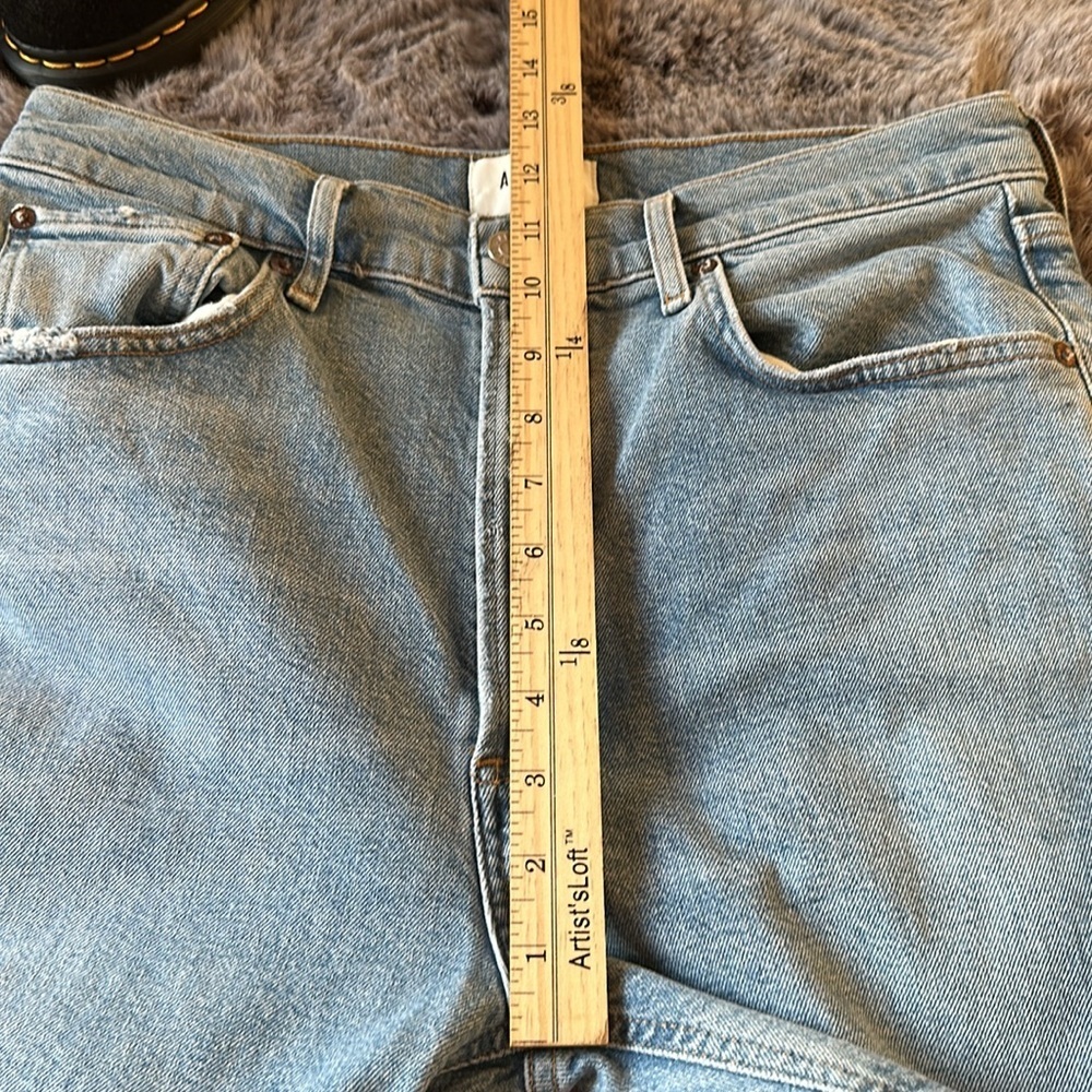 AGOLDE Riley High Rise Button Fly Crop Ankle Ripped Distressed Straight Leg 29 - Picture 13 of 14